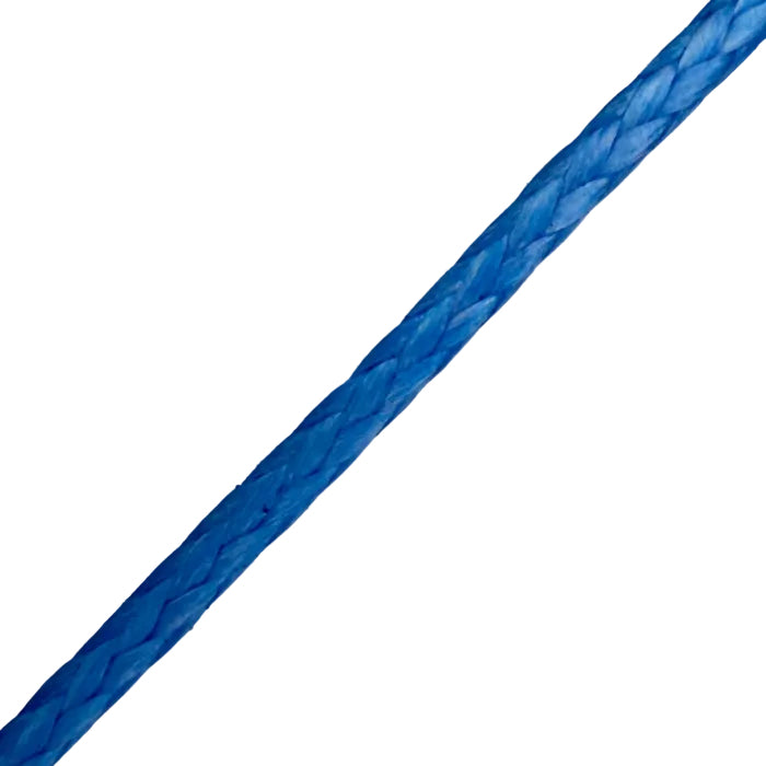 Blue braided cable on a gray background