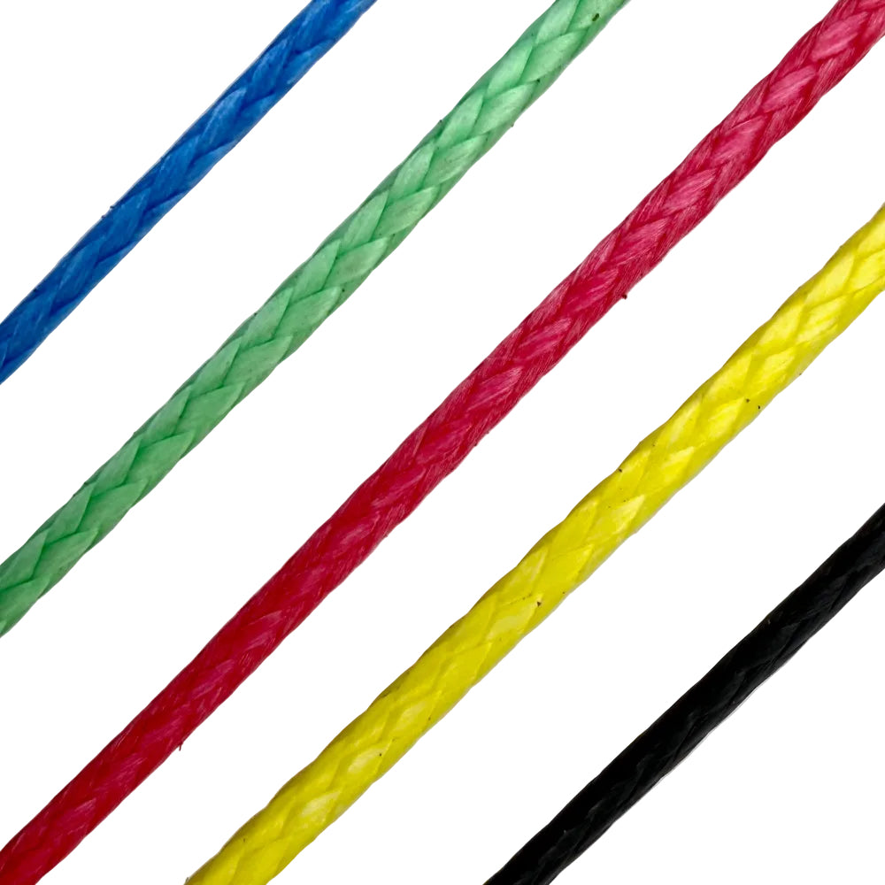 Close-up of colorful braided cables on a gray background