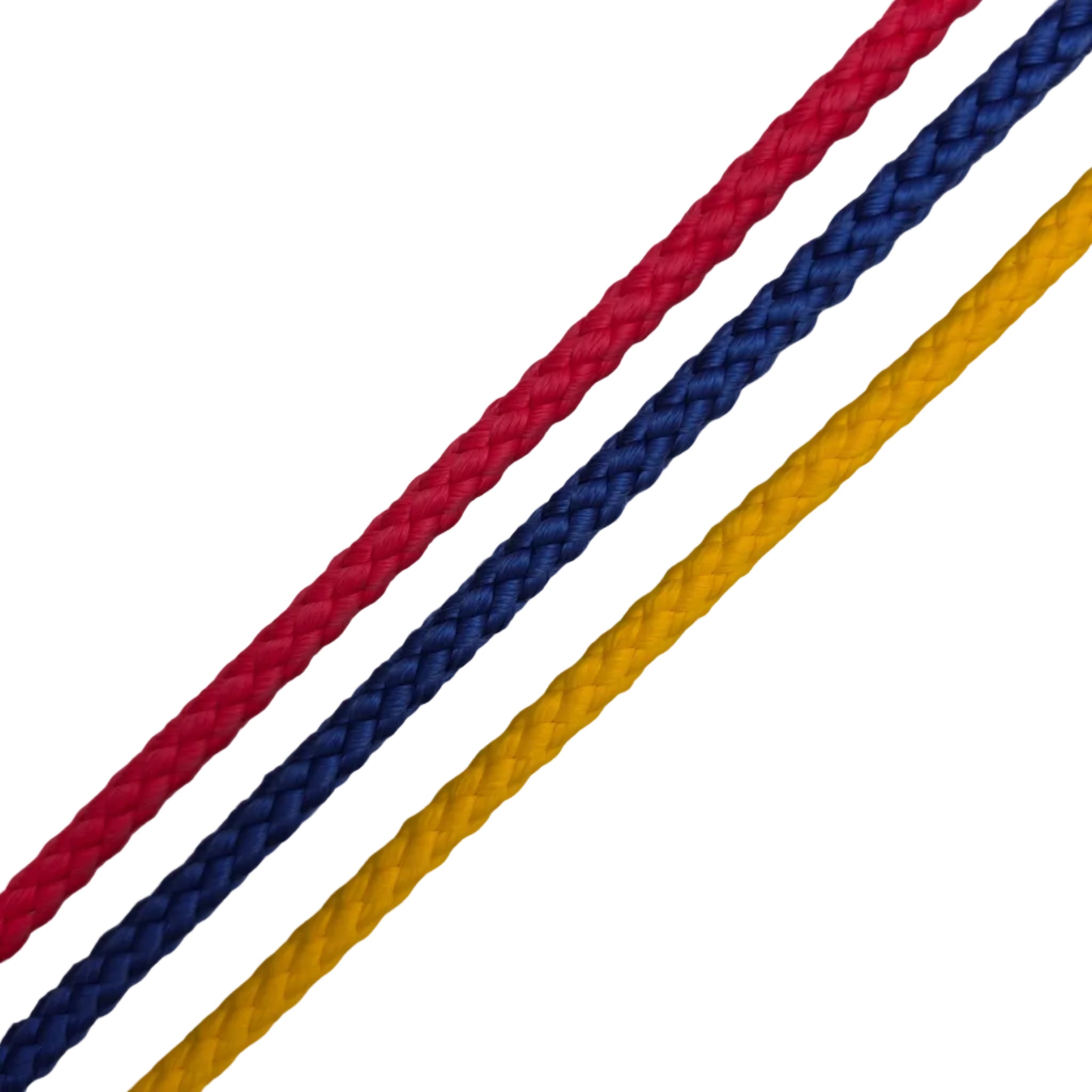 8mm polypropylene Float Rope. Red, Blue and Yellow.