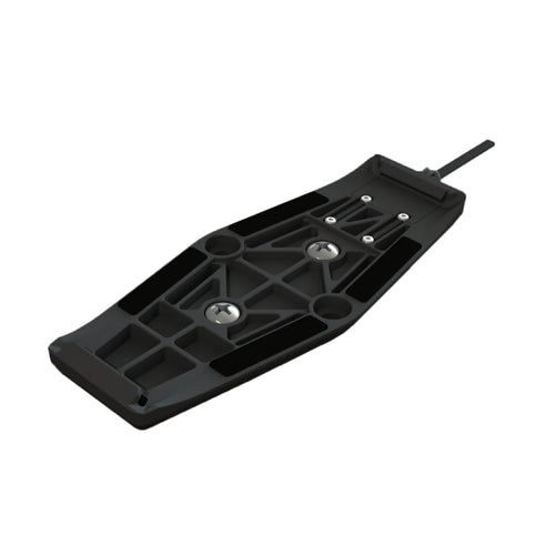 A black mounting bracket for the Atlas 2 with multiple bolt holes and an attached cable.